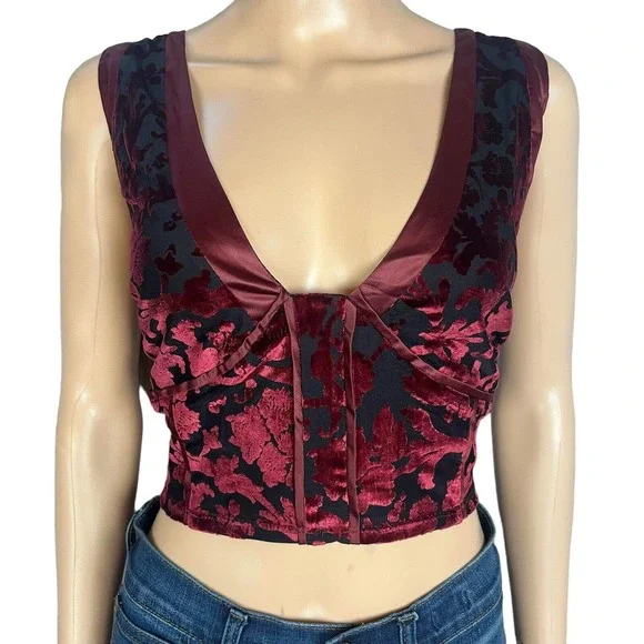 Free People Intimately Magic Hour Crop Top Velvet Burnout - Picture 1 of 8